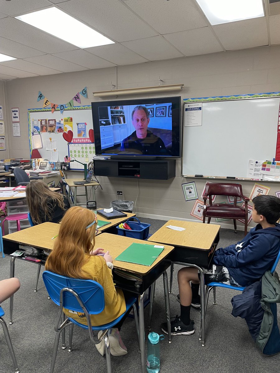WCDS_Lower's tweet photo. #WCDSGrade4 recently did a Zoom with author, Stuart Gibbs and learned about his latest book, Whale Done. The book was preordered and will surely fly off the shelf in Ms. Hunt’s classroom library when it arrives! Thanks @AuthorStuGibbs for instilling a love of reading! 📚 ✍🏻📝 https://t.co/qiqOvxEGEa