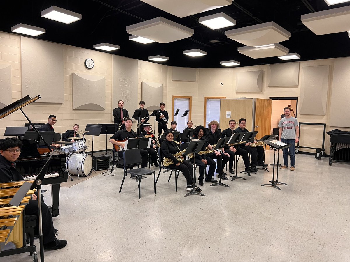 wnorthinst's tweet photo. Today the North High Jazz Band performed at the Friends University Jazz Festival! The Band sounded good and the feedback from the clinicians was awesome. 

Shoutout to Mr. B for jumping in and being the Honorary Jazz Band Director while Mr. Kaspar was playing bass. 

#jazz https://t.co/Xke8eIwWWk