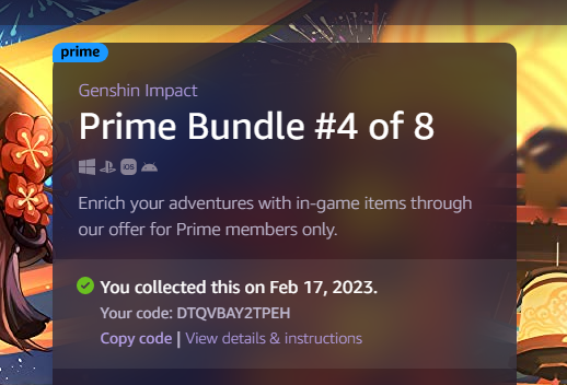 Redeem Genshin Impact's final Prime bundle for an exclusive glider