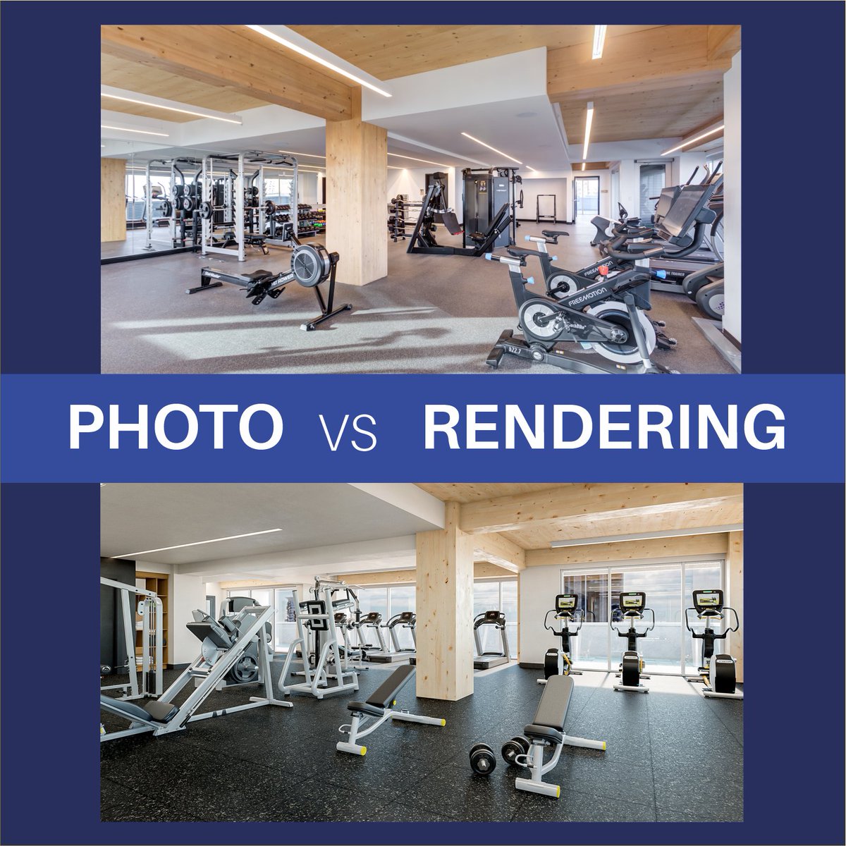 LCP_Media_'s tweet image. Part 3 of our Photo versus Renderings series. As most of our New Year resolutions start to fade away, here is a subtle reminder that the gym is calling. But seriously, can you tell which one is the real photo?

#3drenderings #photography #innovative #technology #multifamily