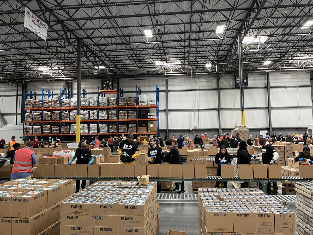 Incredible experience at <a href="/nbacares/">NBA Cares</a> day of service - packaging food for those in need. Thank you <a href="/LDSchurch/">The Church of Jesus Christ of Latter-day Saints</a> for your contribution in making it happen.
