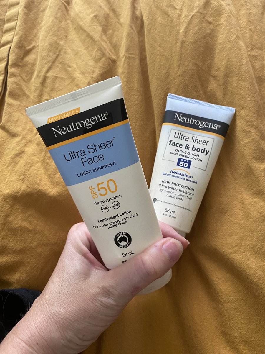 rkbake's tweet photo. @Neutrogena the ‘new formula’ sheer face spf 50 in Australia is garbage. It’s greasy, shiny and definitely not Matt. The old sheer face and body was AMAZING. Please don’t make new formulas if they are worse… thanks https://t.co/avOSldgQkN