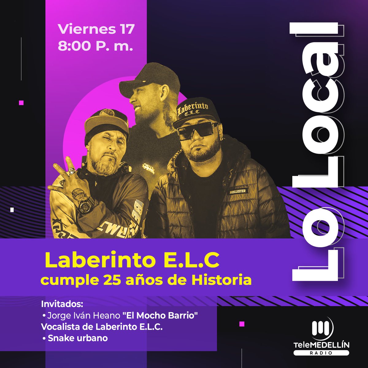 Telemedellin's tweet photo. 🔴 #EnVivo | Comenzó #LoLocal, hoy hablaremos Laberinto E. L. C. sobre sus 25 años de historia.
¡Sintonízalo ahora!
➡️ https://t.co/NBCSvfocC2 https://t.co/McHUsAk9UI