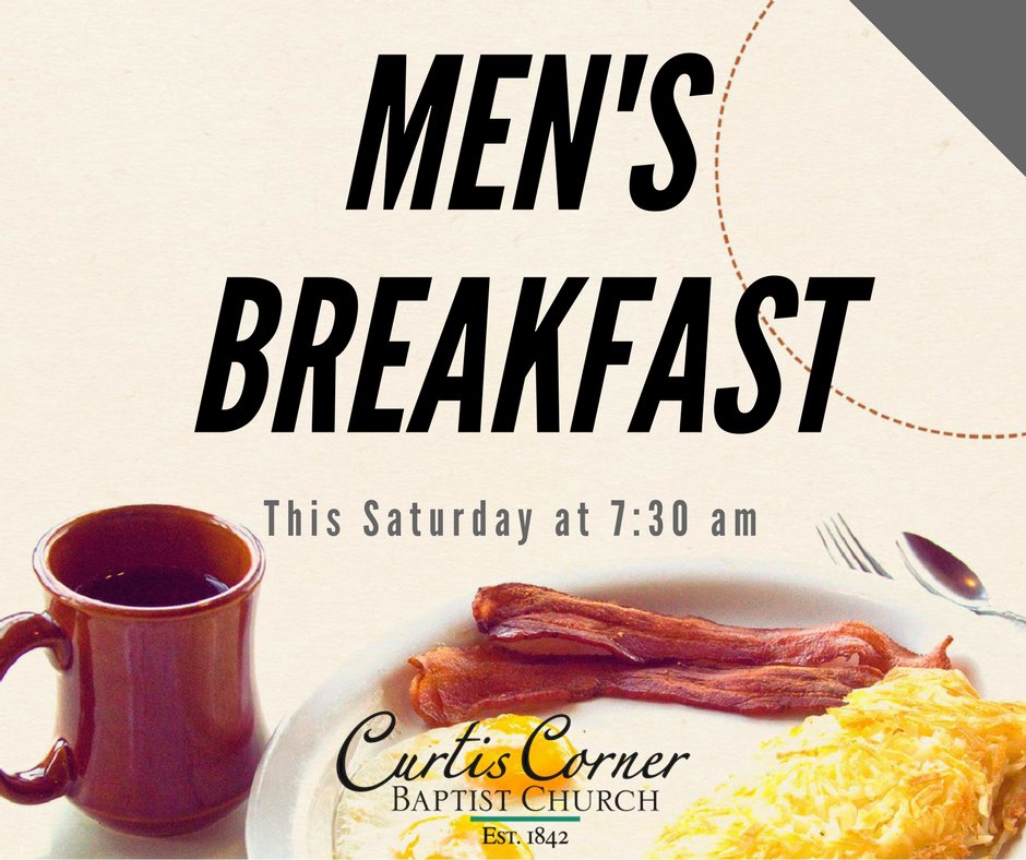 CurtisCornerBap's tweet photo. Men's Bible Study Breakfast tomorrow at 7:30pm. Tomorrow's breakfast is hosted by John Horwell and his wife at their home in Charlestown. The CCBC van will leave the church at 7:10am on Saturday morning.
#prayer #Biblestudy ##CCBCri https://t.co/spwxcJpxGE
