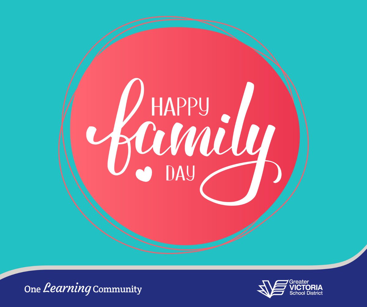 Schools will be closed on Monday, February 20th for Family Day. Wishing all of our learning community, a wonderful long weekend! We will see you on Tuesday. #sd61learn #OneLearningCommunity