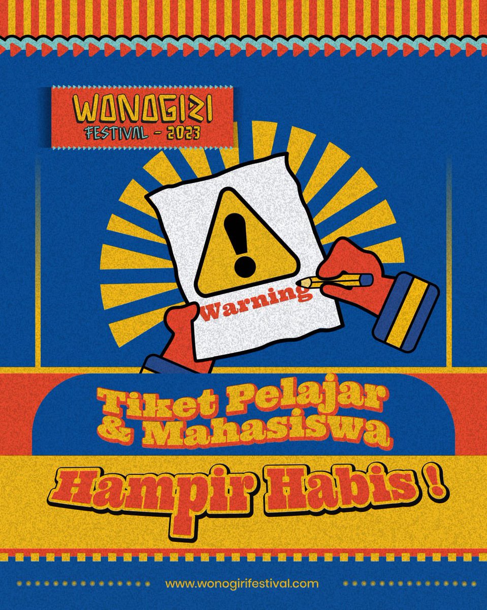 ⚠️ WARNING! ⚠️
 
Kesempatan terakhir untuk Pelajar dan Mahasiswa buat dapetin tiket murah nih!

Tunggu apa lagi? Gak usah nanti- nanti, langsung hubungi hotline Wonogiri Festival ya sebelum kehabisan..
Hotline: wa.me/6285161834585

Sampai jumpa di Wonogiri Festival 2023!
