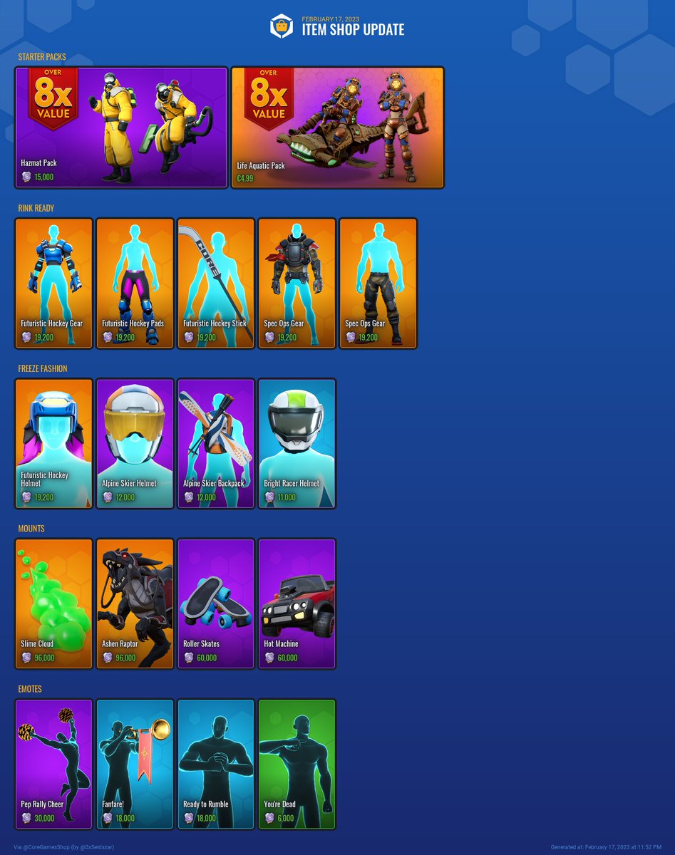 CoreGamesShop's tweet photo. #CoreGames Item Shop Update (February 17, 2023) https://t.co/aJji77taJV