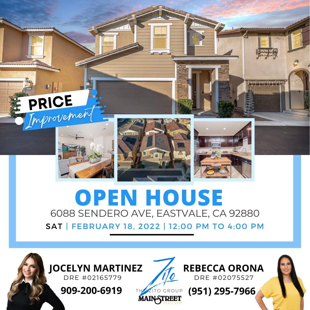 SoldbyZito's tweet image. 📢PRICE IMPROVED!📢
See this Beautifully Upgraded Community Model Home located in an ideal area of Eastvale this Saturday 12 pm to 4pm. 
🛏️ 3 beds
🛁 2.5 baths
📐 1,498 sqft

#thezitogroup #inlandempirerealestate #localrealtor #socal #openhouse #hometour #homeforsale #eastvale