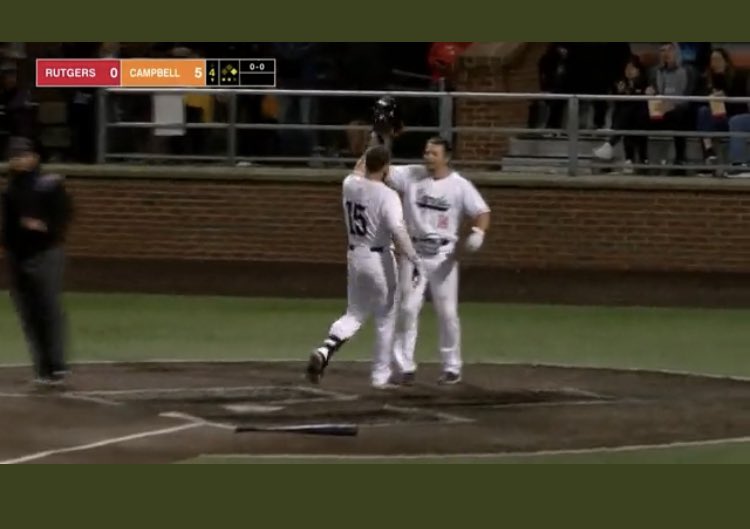The Lawman <a href="/HarrillLawson/">Lawson Harrill</a> dealing out some justice with the 2 R dinger. <a href="/GoCamelsBSB/">Campbell Baseball</a> up 8-0 after 4 <a href="/kuehlercade/">Cade Kuehler</a> out for the 5th