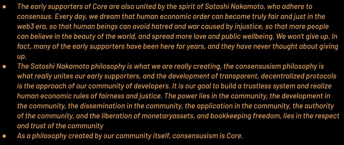 2/ It is up to the community to form consensus, appreciate and share in the value of consensus, and create an ecosystem based on consensus together.  A few personal thoughts from a Core DAO contributor translated to English from an recent AMA 👇