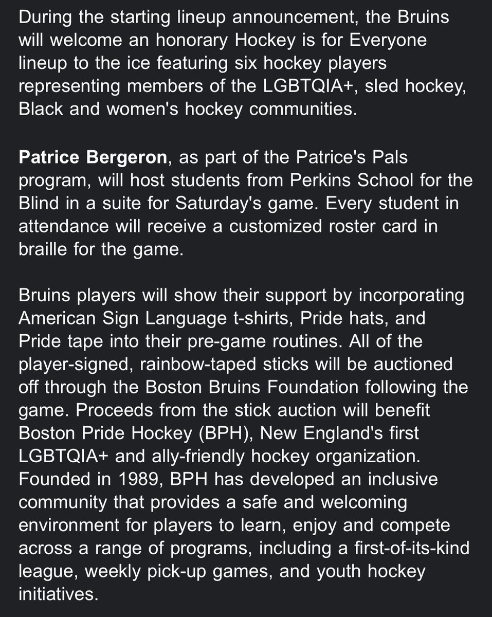 mattyports's tweet image. Bruins calling tomorrow’s theme “Hockey is for Everyone Night.”