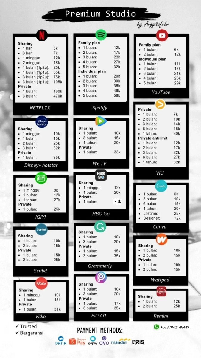 gitvaco's tweet image. Premium Studio&apos;s Pricelist✨
📢testi: drive.google.com/folderview?id=…
📩order: dm or wa.me/6287842148449
💸 payment: all e-wallet, qris