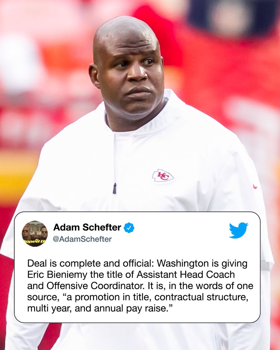 New beginnings for Eric Bieniemy.

(h/t <a href="/AdamSchefter/">Adam Schefter</a>)