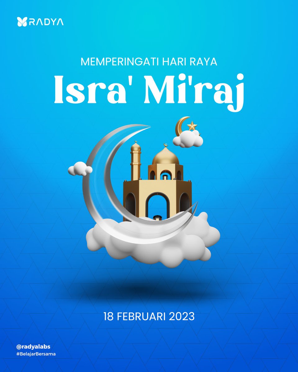 Selamat memperingati Isra'Mi'raj Nabi Muhammad SAW.

18 Februari 2023/ 27 Rajab 1444 H.

Semoga perjalanan Isra'Mi'raj tahun ini semakin memperkuat amalan kita dan menjadikan kita lebih baik dari sebelumnya 😃