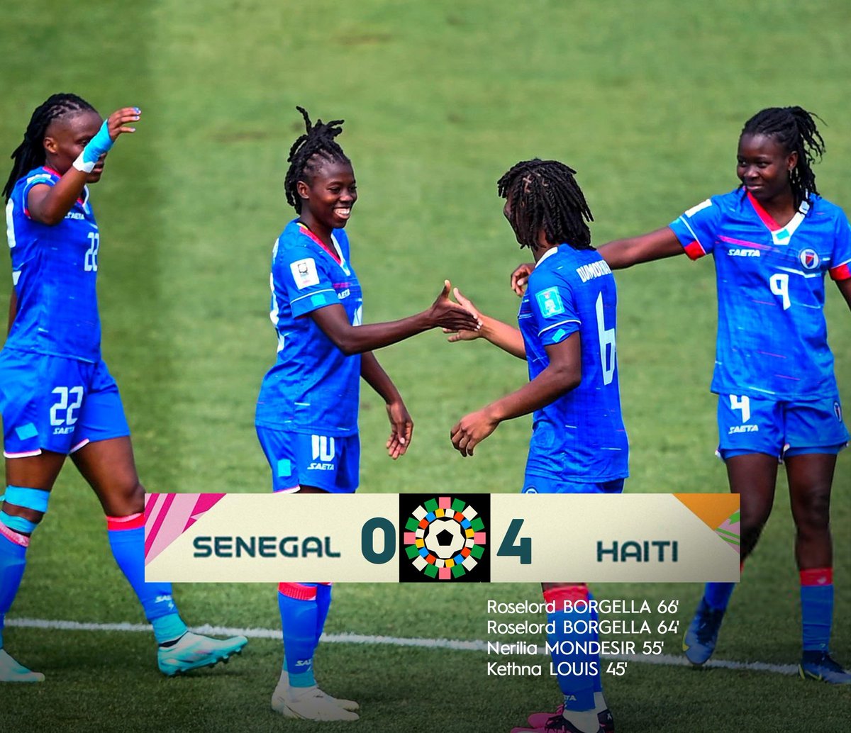 Haiti derrotó 4-0 a Senegal y será rival de Chile por un cupo en la Copa del Mundo Femenina a disputarse en Australia y Nueva Zelanda.
#LaRojaFemenina