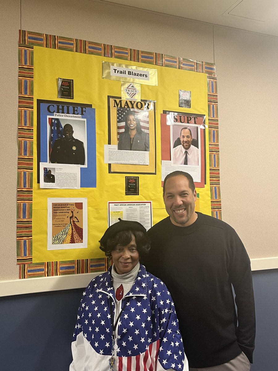 TracyUnifiedSD's tweet photo. Superintendent Pecot got to see first hand all the effort that Ms. Faye of Central Elementary School puts in to her work as a para.  During Black History Month, she dresses up as a historical African American and tells their story. Thank you Ms. Faye! You are AMAZING! https://t.co/M6bRpmWjtD