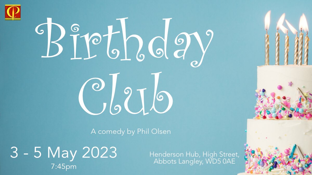 Fancy a laugh out loud comedy to lift the spirits? Come and join the The Centralian Players in May to see their next production, Birthday Club by Phil Olsen. You're sure to have a great evening.
Tickets are on sale now!
Book tickets here - ticketsource.co.uk/centralianplay…