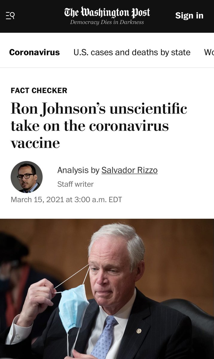SenRonJohnson's tweet photo. I remember the mainstream media vilifying me as an anti-vaxxer when I suggested natural immunity was as good as the vaccine — without the risk of vaccine injury.  

Think I’ll get an apology now that I’ve been proven right? https://t.co/coGpCzT4EZ