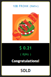 Besenhammer's tweet image. I just won 10B $FRONK for 0.21 cents 😂😂🔥
Check out the new auction game from @SKULLBOTS its so good! Never thought i will win but here we go!🎉🎉