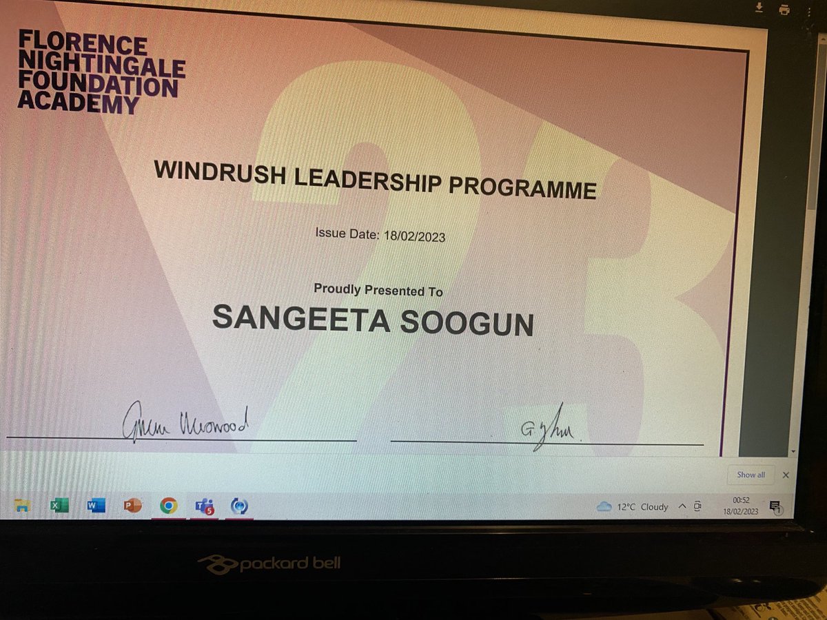 Florence Nightingale Windrush Leadership Programme Certificate