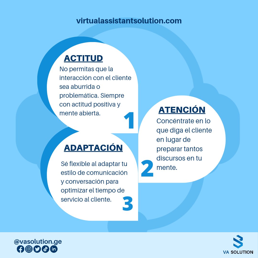 vasolution_ge's tweet photo. En este post te enseño 3 tips de como puedes generar empatía con el cliente al momento que realices una llamada. 📞
#vasolution #callcenter #contactcenter #leads #property #propiedades #ventas #solution #virtualassistant #virtualassistantsolution #asistentevirtual #soluciones https://t.co/B8MR5FpnDg