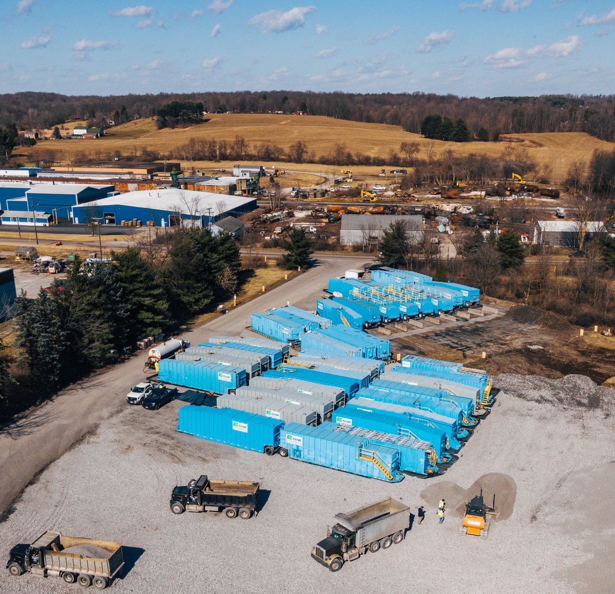 Dozens of large-capacity tanks securely store removed contaminants for processing.