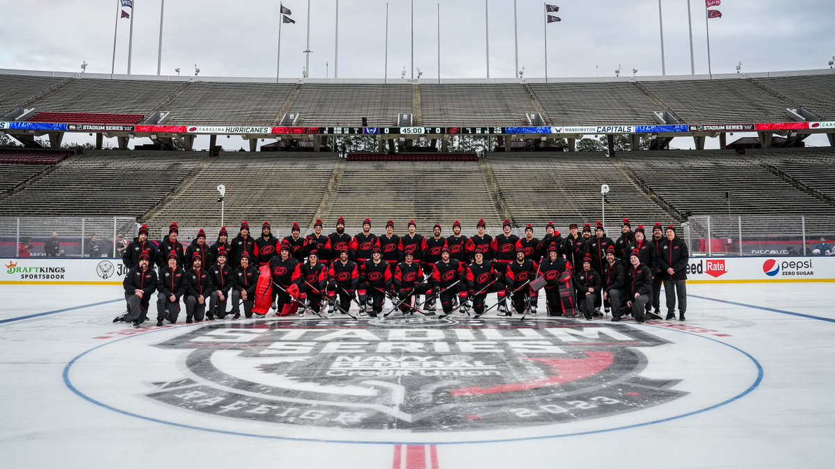 Canes's tweet photo. After years of waiting, the #Canes finally took the ice at Carter-Finley Stadium 🙌

Read » https://t.co/Kdk9t0VYPa https://t.co/qeZ6fvyV2t