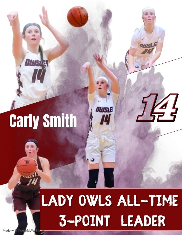 OwsleySchools's tweet photo. Congratulations Lady Owls PG Carly Smith.  Carly became Lady Owls All-Time leader in 3 point makes tonight in Lady Owls win over Lynn Camp! https://t.co/KWjN5tmjaH