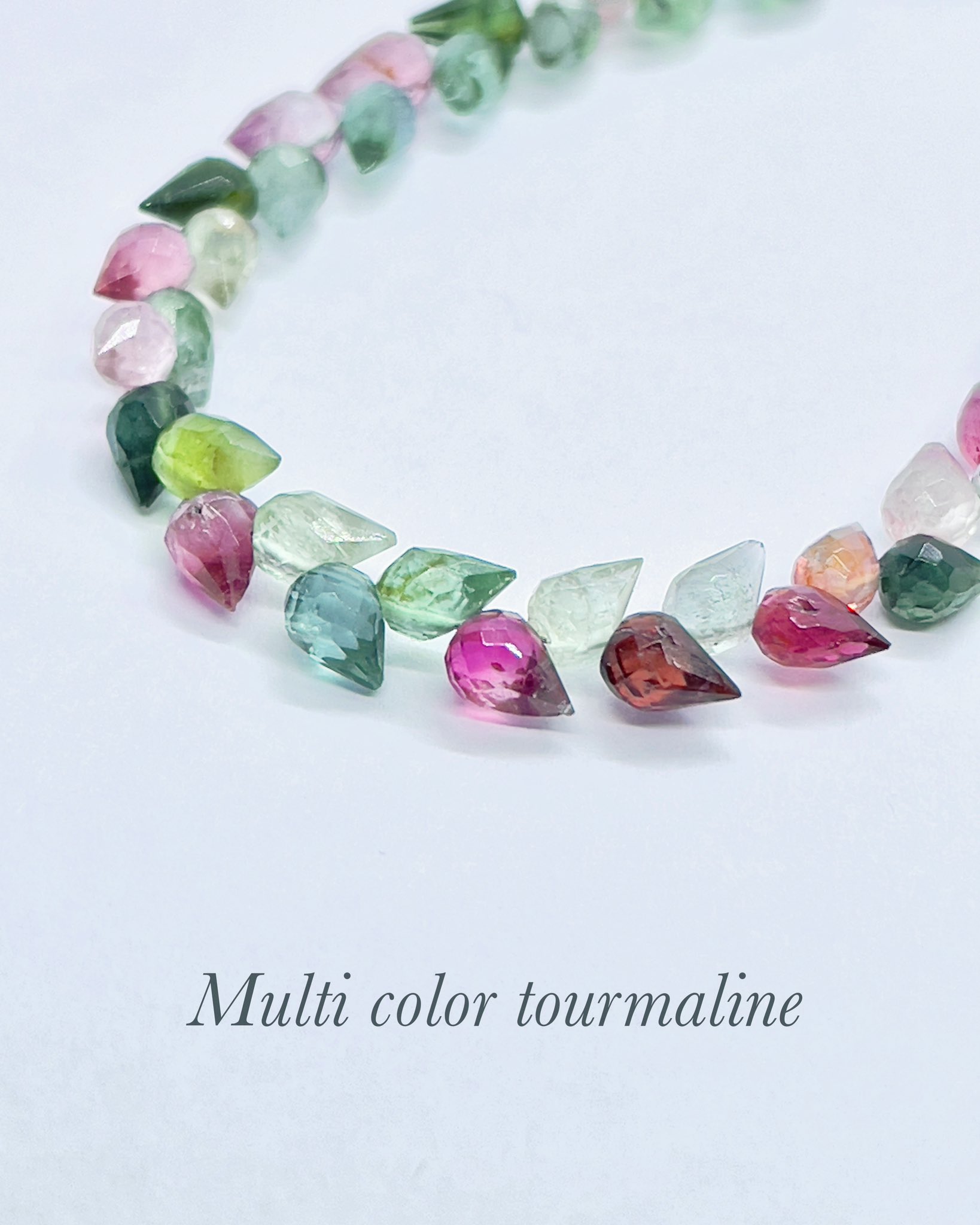予約販売品】 １連◇宝石質マルチカラートルマリン◇フラワーバド