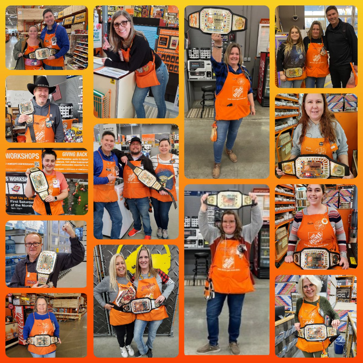 JSiddens3027's tweet photo. Super excited to have the credit belt back at the Lake 🎊🎉 
So proud of our team‼️ 3️⃣0️⃣2️⃣7️⃣ having fun while driving credit all day everyday ✅️ 🙌 🧡 #justask #creditchamps  #teamtodd @HomeDepot3027 https://t.co/Nw6h1YPZ9I