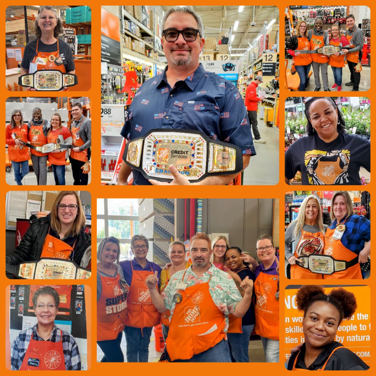 JSiddens3027's tweet photo. Super excited to have the credit belt back at the Lake 🎊🎉 
So proud of our team‼️ 3️⃣0️⃣2️⃣7️⃣ having fun while driving credit all day everyday ✅️ 🙌 🧡 #justask #creditchamps  #teamtodd @HomeDepot3027 https://t.co/Nw6h1YPZ9I