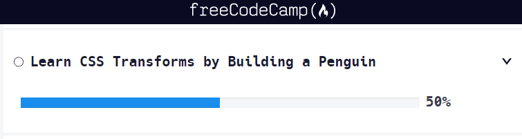 UGotHitByGunner's tweet photo. Day 36 of #100DaysOfCode
- Reached 50% in the Building a Penguin course (#freeCodeCamp)
#100Devs https://t.co/JsWVROdwgm