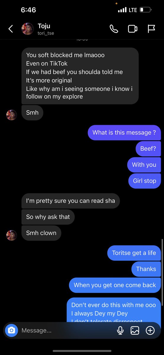 pam_ephraim's tweet photo. Toritse wasn’t this you in my dms ?? 
Look at this Agbaya oo. Confronting a 20year old why she blocked you?? https://t.co/CyjOvHtzWp