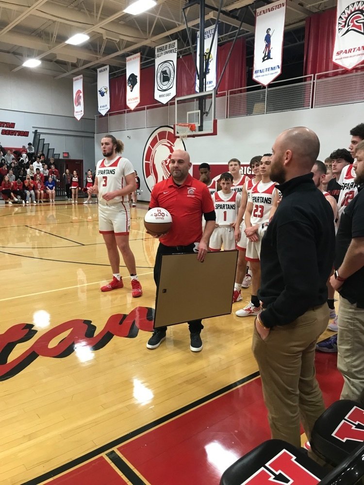 Coach Kevin Jermain was honored at halftime tonight for achieving his 300th win as a head basketball coach.  We're proud to have you in Spartan Nation !!!!