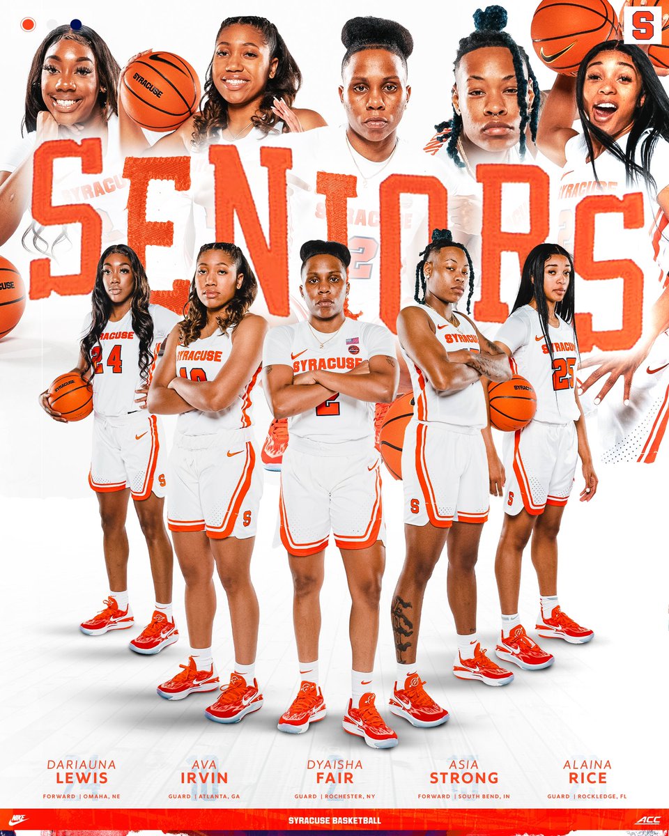 Sunday is •𝕊𝕖𝕟𝕚𝕠𝕣 𝔻𝕒𝕪• and we will be recognizing these five! 

Stick around after the game for the ceremony 🍊