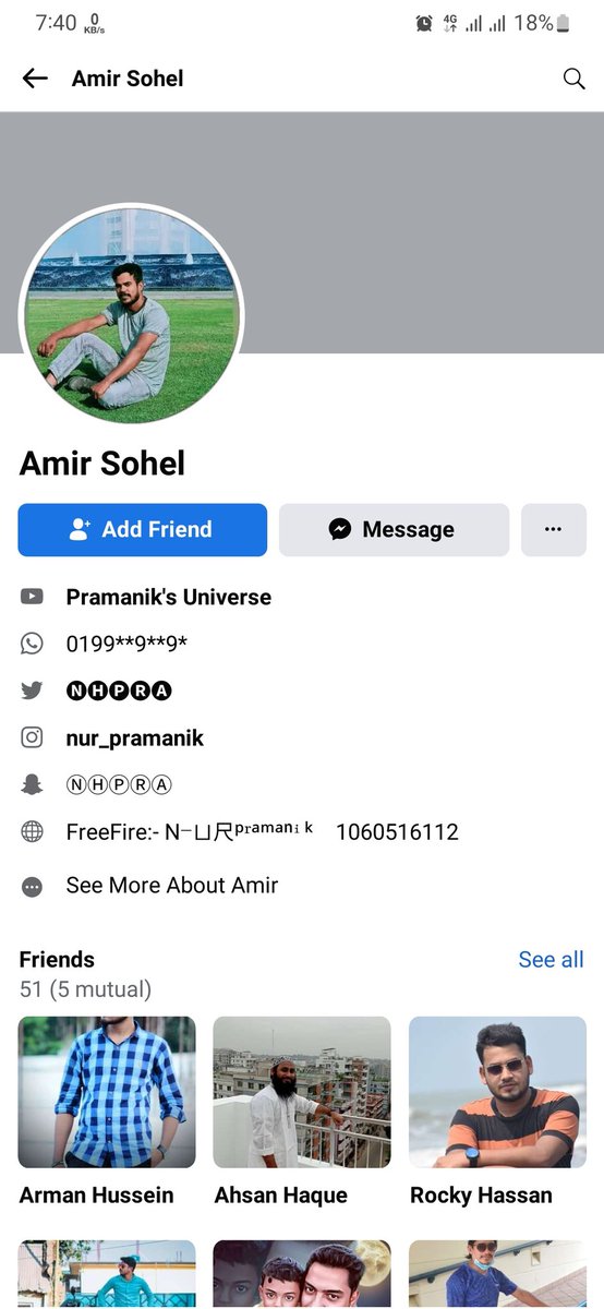 NHPra's tweet photo. @facebook 
Nur Hossain Pramanik is my fb id. 
Since this morning I have seen the about information of other fb id and my about information is exactly the same, copied. Why? What causes this error? Why is that happening?
#facebooksupport @FacebookWatch #facebook https://t.co/7ux30kvlyC