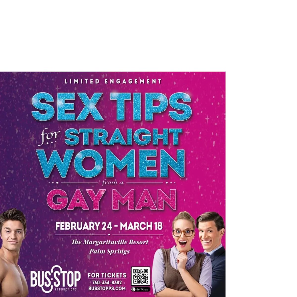 Sex Tips is performing at The Margaritaville Resort Palm Springs starting next Friday.  Get your tickets, and your tips, today!  busstopproductionsllc.thundertix.com/events/208714