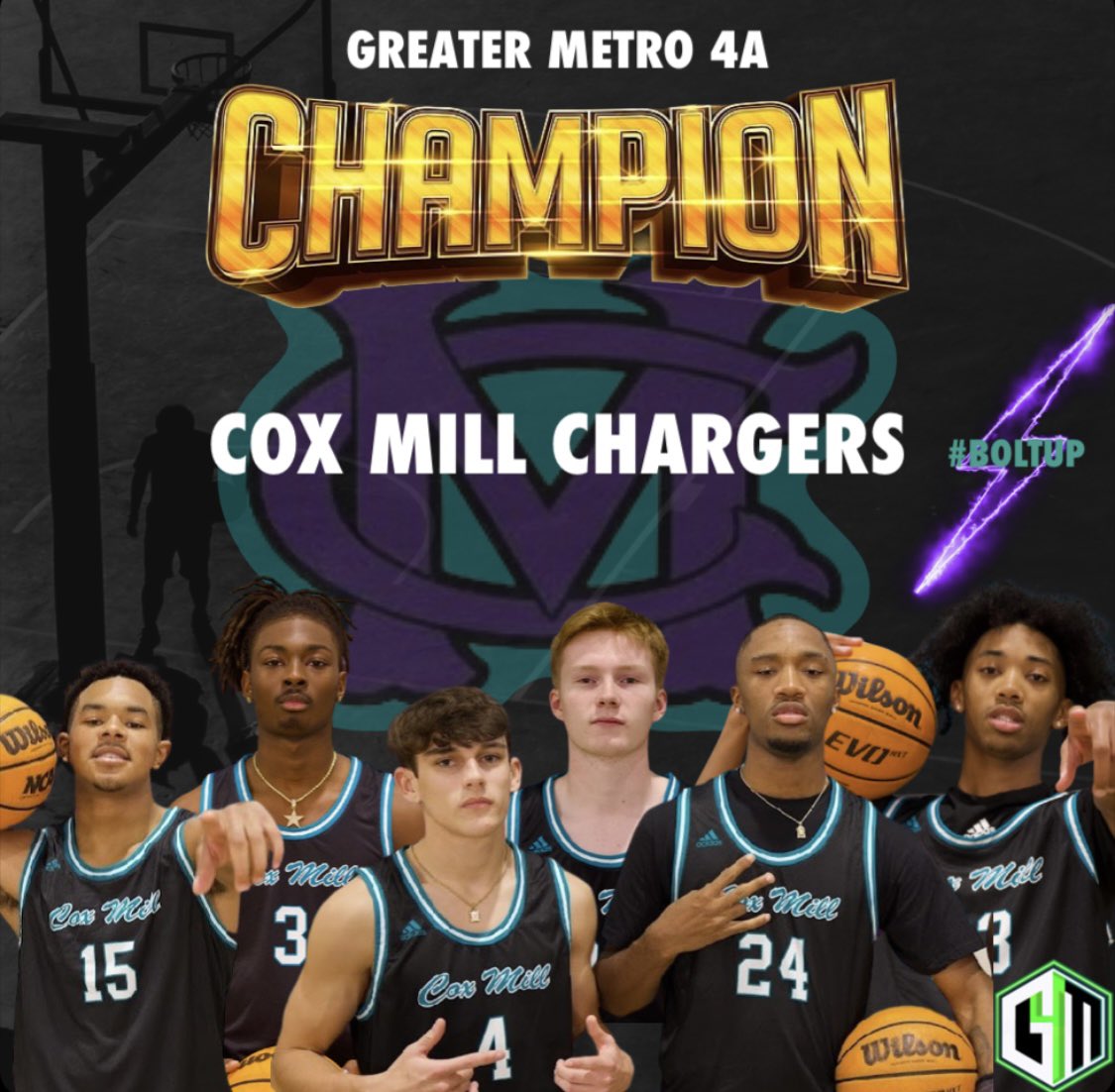 Congratulations to the Greater Metro 4A MBB Conference Champs!! The Cox Mill Chargers! @CoxMillSports @CoxMillBBall @CoxMillSN