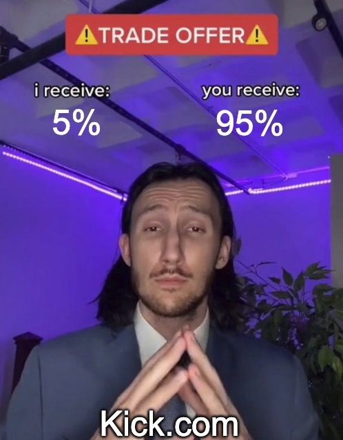 kick's tweet photo. None of this 70/30 business 🥱 https://t.co/KzBh7xXrgw
