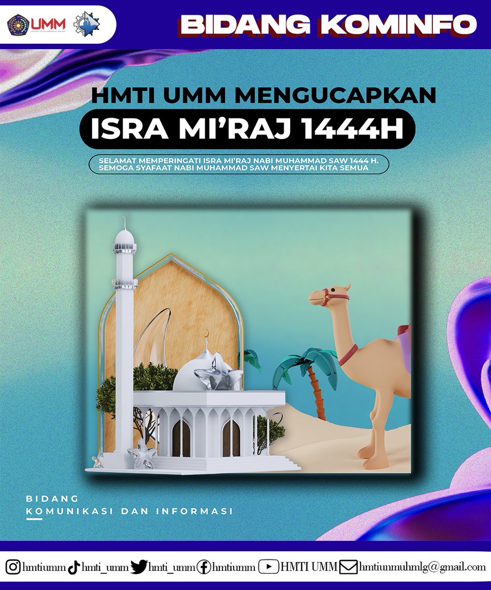 [SELAMAT MEMPERINGATI ISRA MI’RAJ NABI MUHAMMAD SAW 1444H]

Kami dari HMTI UMM 2022-2023 mengucapkan Selamat Memperingati Isra Mi’raj Nabj Muhammad SAW 1444 Hijriah. Semoga syafaat Nabi Muhammad SAW menyertai kita semua.

#hmtiumm #industrialengineering