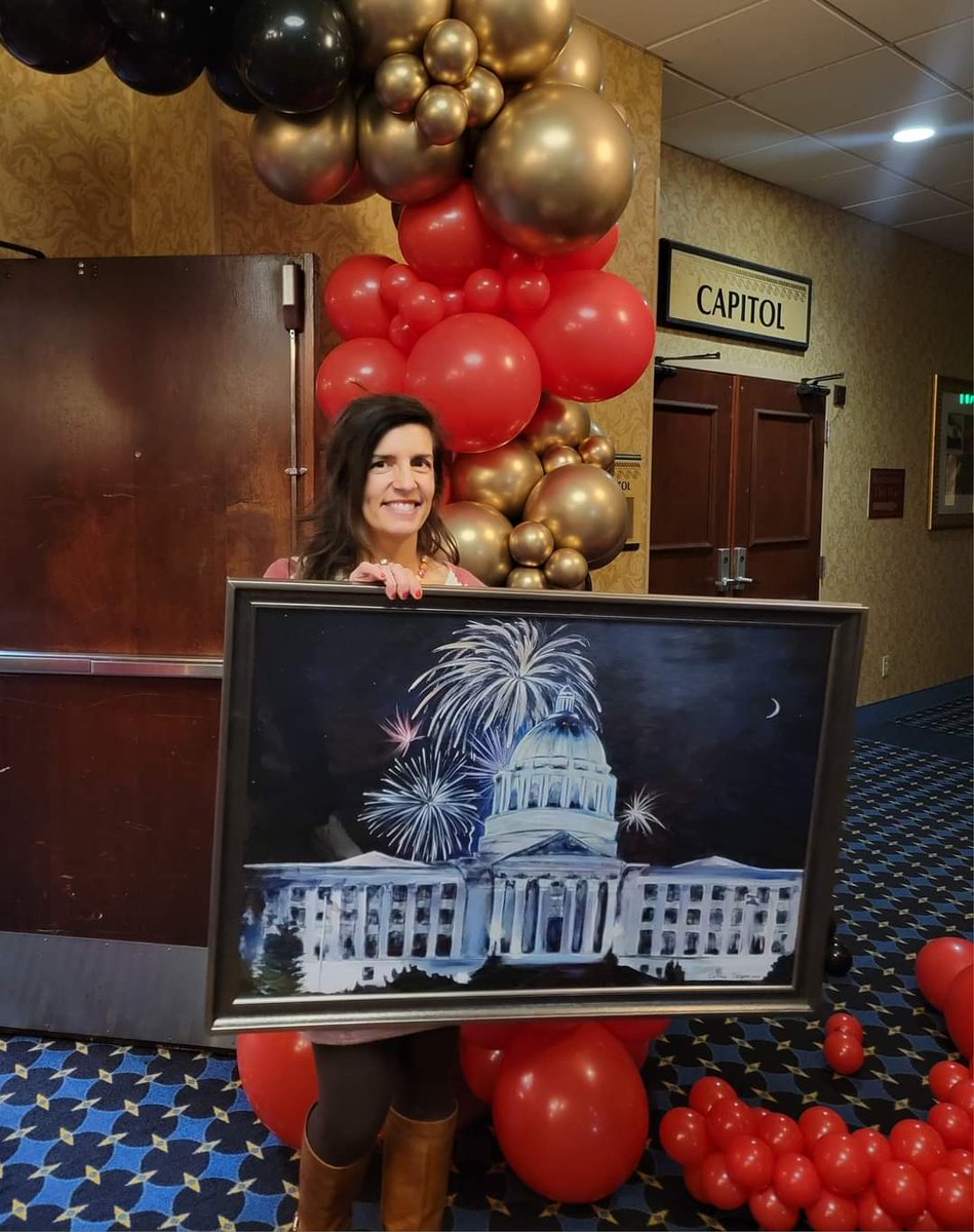 CarrieTergin's tweet photo. Super excited about Heart Ball Saturday night! I've donated my Capitol fireworks framed 24x36" replica of my original painting which is hanging in @LtGovMikeKehoe's Capitol office! There are lots of great auction items so bid high for a great cause! @AHAMissouri #MayorArtist ❤️🎨 https://t.co/CyOJ0wnz6Y