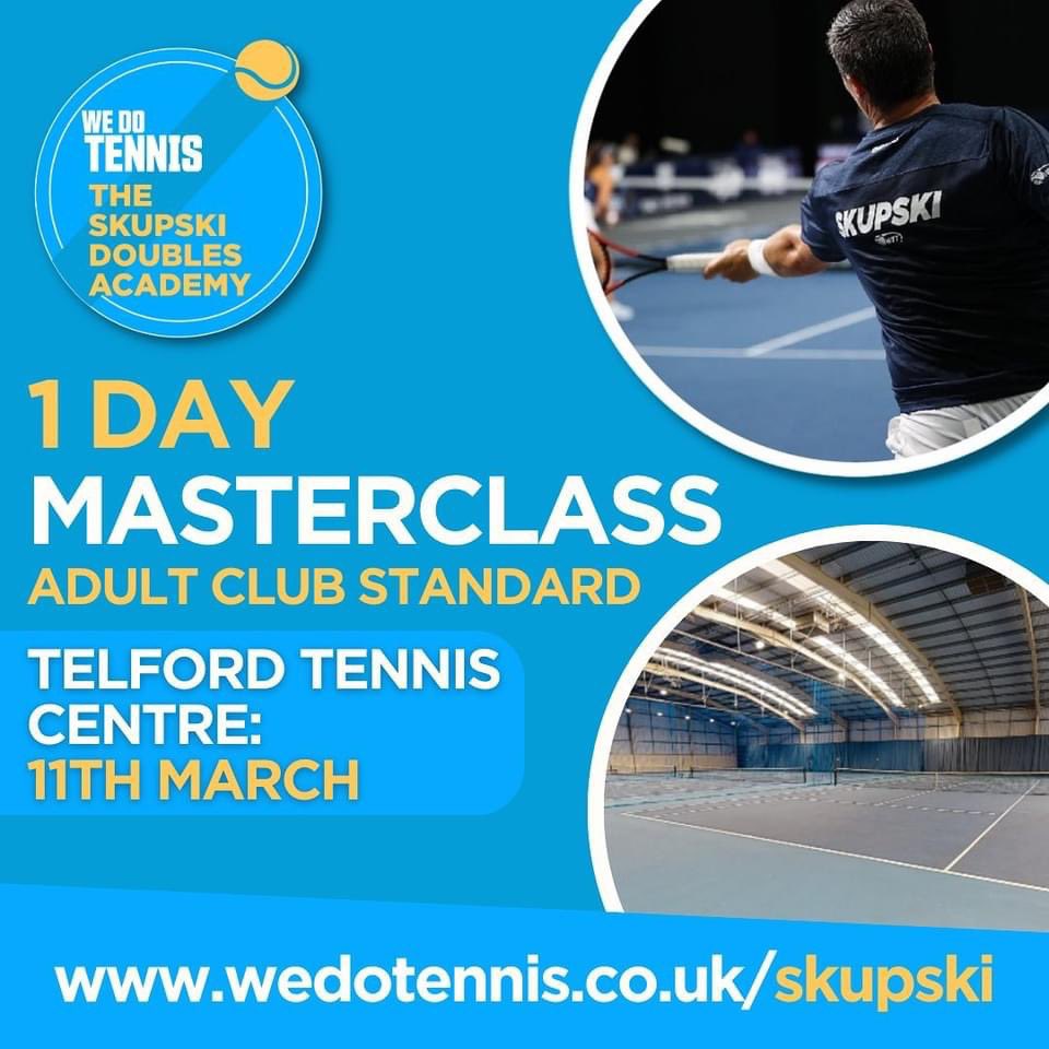 Great pre-season training opportunity 

Try out our unique doubles system to sharpen your skills ready for league matches this year ✅

Book here - wedotennis.co.uk/skupski

@TennisShrops @shifnal @BougheyGardens @ClubWolverley  @HolliesTennis @WLTSC