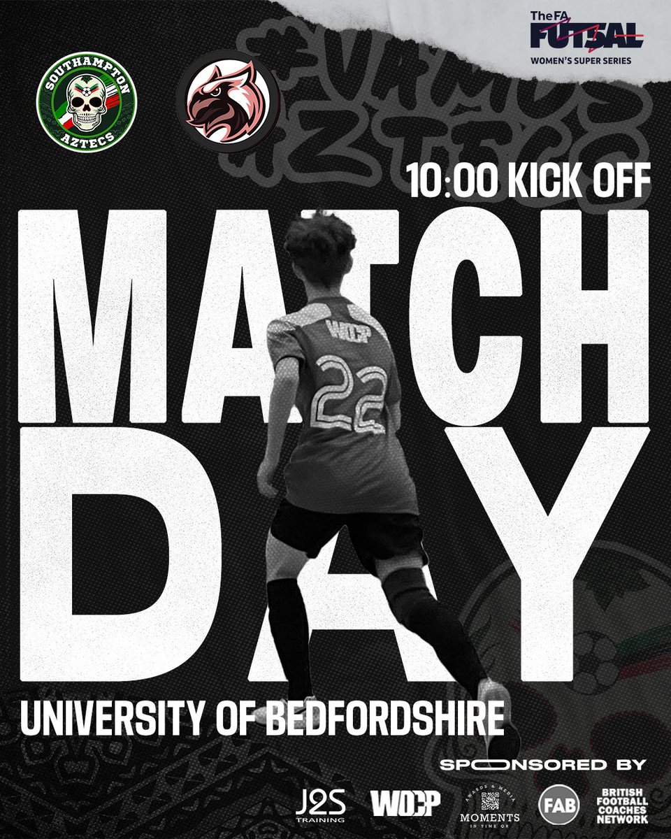 IT’S MATCHDAY 🙌 another travel to Bedford for the Aztecs in the <a href="/FA_NFS/">FA National Futsal Series</a> T2

🆚 <a href="/BedfordFutsal/">Bedford Futsal Club</a> 
⌚️ 10:00 KO
📍 University of Bedfordshire 
🎟️ FREE entry, come show your support! 

𝘧𝘰𝘭𝘭𝘰𝘸 𝘶𝘴 𝘰𝘯 𝘐𝘯𝘴𝘵𝘢𝘨𝘳𝘢𝘮 𝘧𝘰𝘳 𝘮𝘰𝘳𝘦 𝘶𝘱𝘥𝘢𝘵𝘦𝘴 

#VamosAztecs