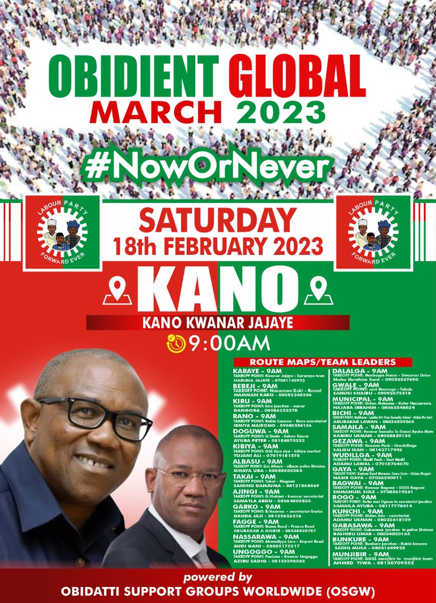 PeterObi's tweet photo. Good morning Nigeria. The ObiDient Movement has been at the forefront of my Presidential Campaign from inception. Today they'll be Marching again; as they did in May 2022, for the Final push. We must Finish Strong. https://t.co/0gQVvAfPYL