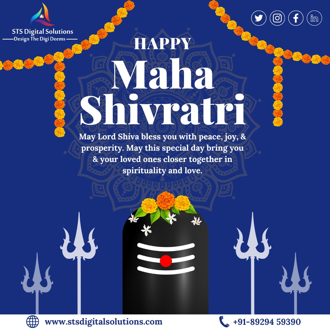 STS_Digital's tweet photo. Let us come together to celebrate the divine presence of Lord Shiva and seek his blessings on the auspicious occasion of Maha Shivaratri. 

#mahashivaratri #lordshiva #divinity #blessings #love #devotion #stsdigitalsolutions https://t.co/8KwncpwwpJ