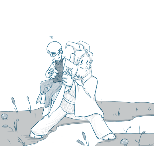 Zarla_S's tweet photo. A Patreon request! They wanted Asgore manhandling Gaster, haha. He can cross this water himself! https://t.co/fOXIEkwzV5