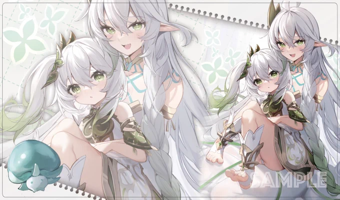 SC2023Spring/エアサンクリ 新作発表⑥ナヒーダ の スリーブ や プレイマット になります!イラストレーターは Nahaki() 様です。 
