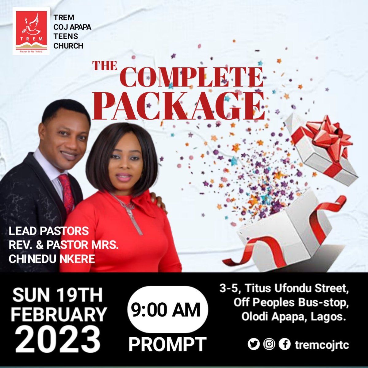 tremcojrtc's tweet image. We are the righteousness of God in Christ Jesus.

We are complete in Him.

God is Love, we are love...

Invite someone this sunday to an atmosphere where love fellowships

Time: 9:00am
Venue: 3-5 Titus Ufondu Street,   Olodi-Apapa Lagos.

#thecompletepackage
#tcojrtc