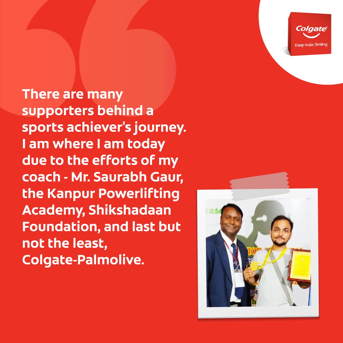 shikshadaan's tweet photo. “All of them saw something in me that I didn’t have the experience or history to know myself,” says Ayush Katiyar, a BCA second-year student &amp; sub-junior powerlifting champion.@ColgateIndia #Colgate #KeepIndiaSmiling #SocialImpact #CSR #SportsScholarship #Coaching #Powerlifting https://t.co/yLhtud2XxU