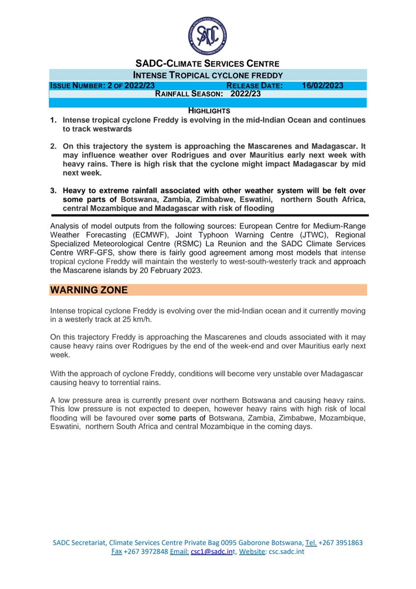 yaronafm's tweet image. #PressRelease @SADC_News #TropicalCyclone #cyclonefreddy